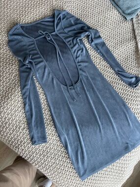 Lioness Slate Blue Tie-Back Mini Dress